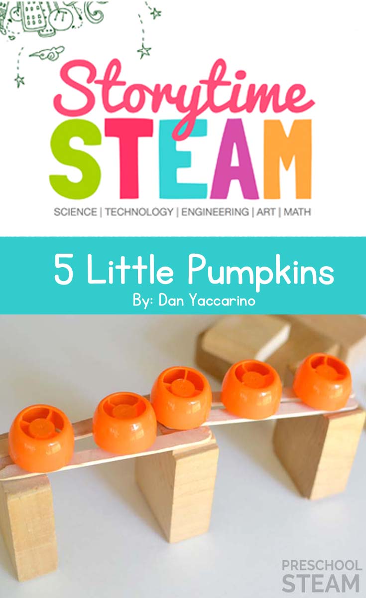 Preschool STEM Activity based on the book, 5 Little Pumpkins