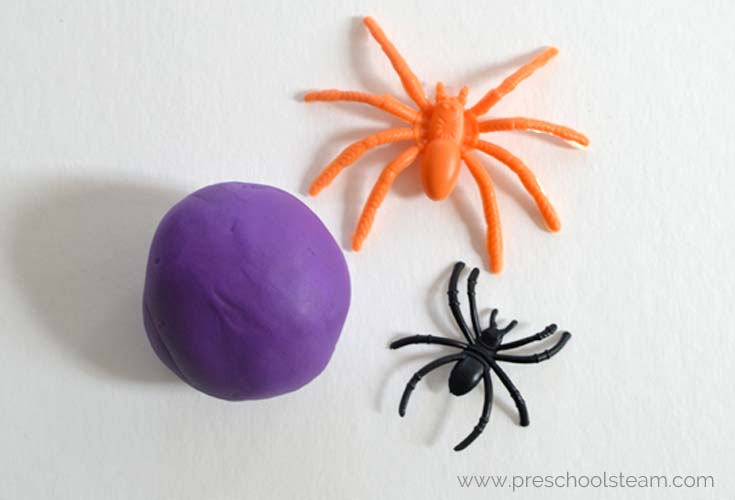 Play dough Spider Web Halloween Preschool STEM Activities