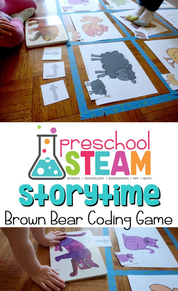 Screen free brown bear coding game for preschoolers